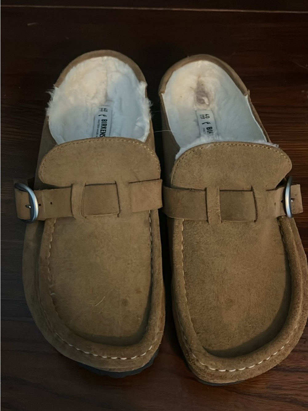 Birkenstock Women’s Shearling-Lined Suede Mules - Tan